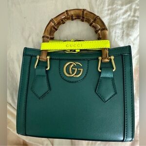 Gorgeous green mini Gucci crossbody bag w/ bamboo handles